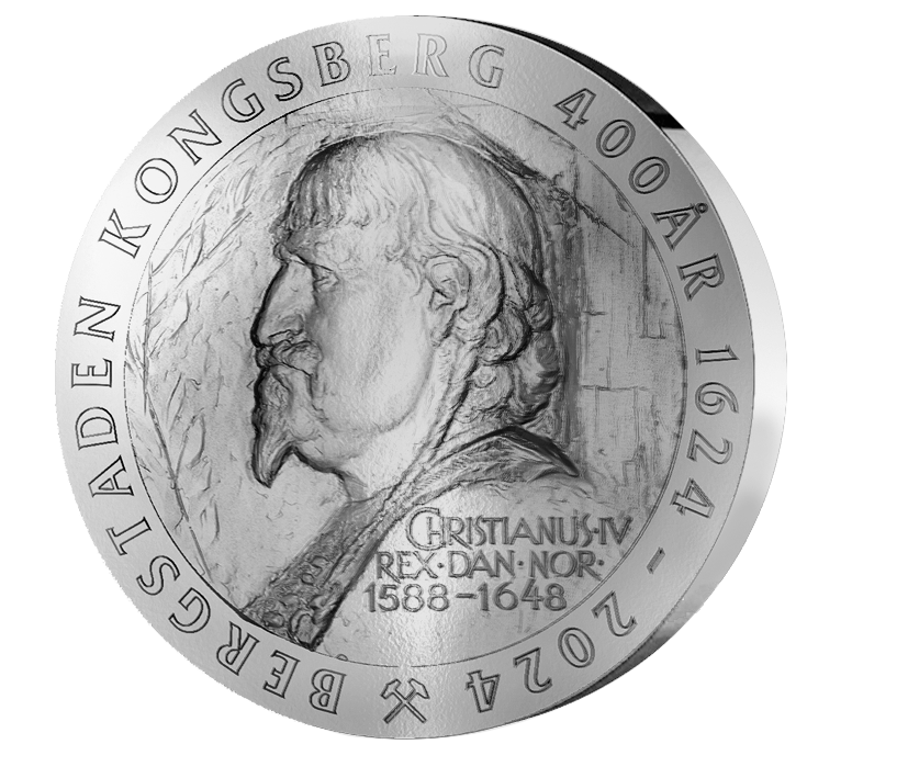 Kongsberg 400 år jubileumsmedalje i rent sølv